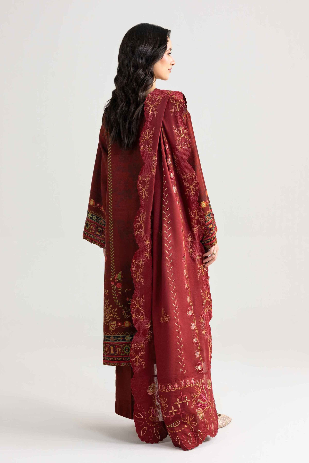 3-Piece Digital Printed Embroidered Suit in Khaddar unstitched