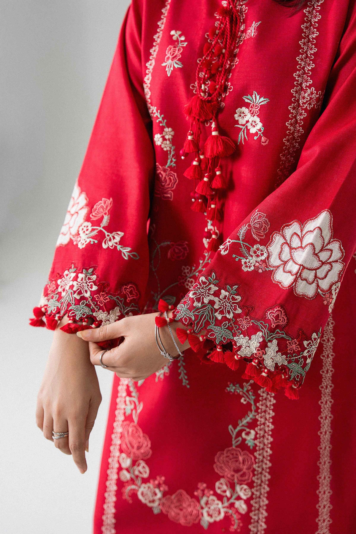 3-Piece Printed Embroidered Suit in Khaddar unstitched