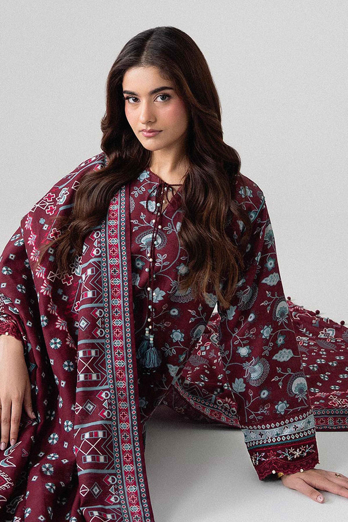3 Piece - Printed Embroidered Suit - U3PE-NISHA26WV1-31