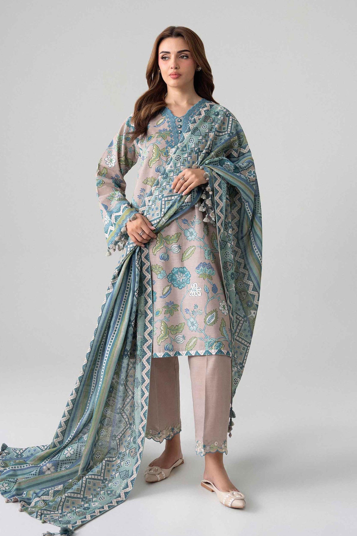 3 Piece - Printed Embroidered Suit - U3PE-NISHA26WV1-33