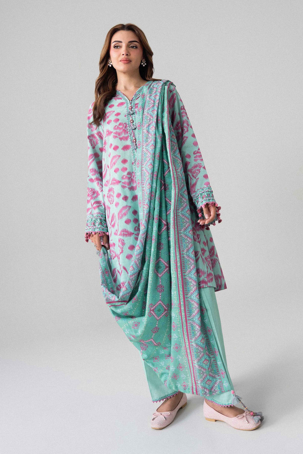 3 Piece - Printed Embroidered Suit - U3PE-NISHA26WV1-36 for, - Unstitched Collection | Nishat | Shop Online