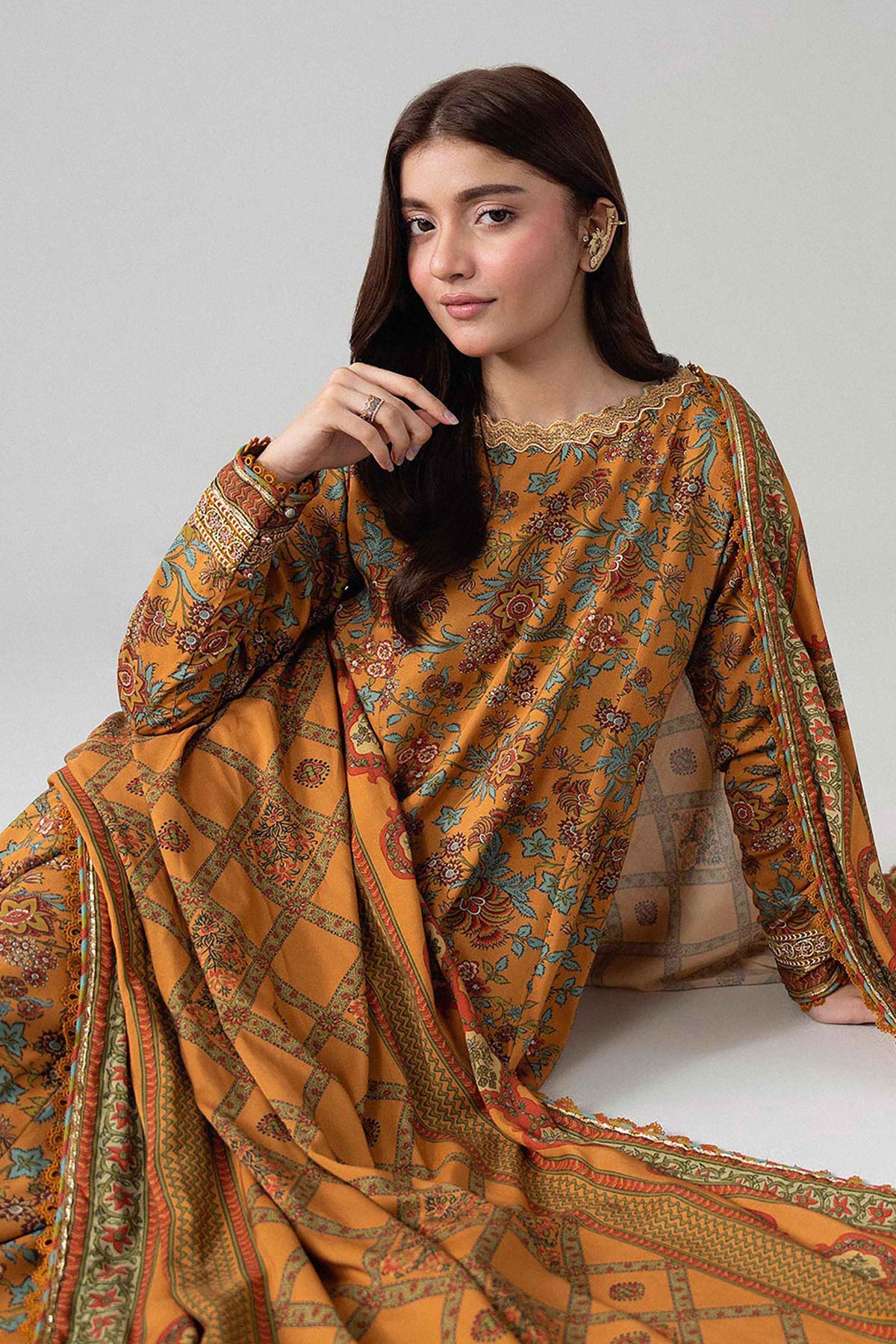 3 Piece - Printed Embroidered Suit - U3PE-NISHA26WV1-5