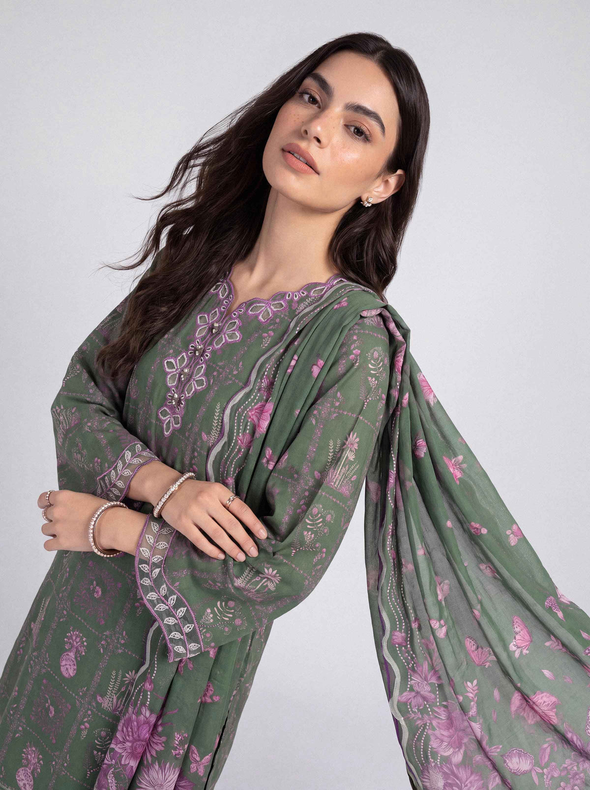 3 Piece - Digital Printed Embroidered Suit - U3PE-NISHA26WV1-68