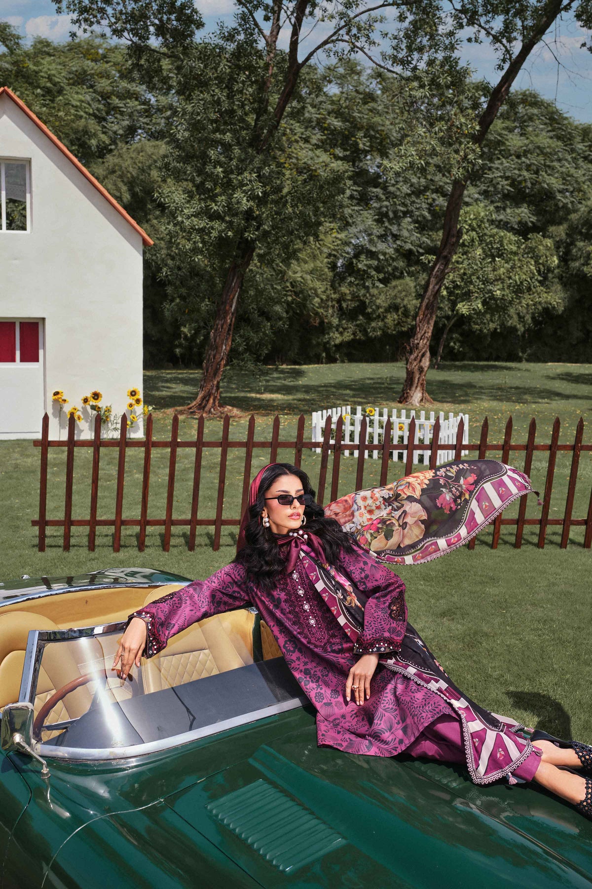 Purple 3-Piece Digital Printed Embroidered Suit in Lawn unstitched