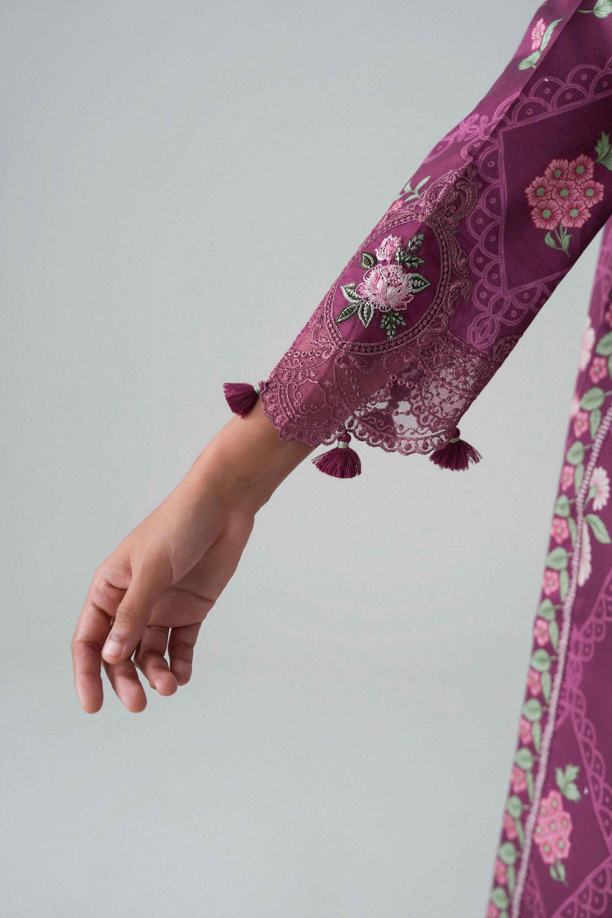 Purple 3-Piece Digital Printed Embroidered Suit in Lawn unstitched