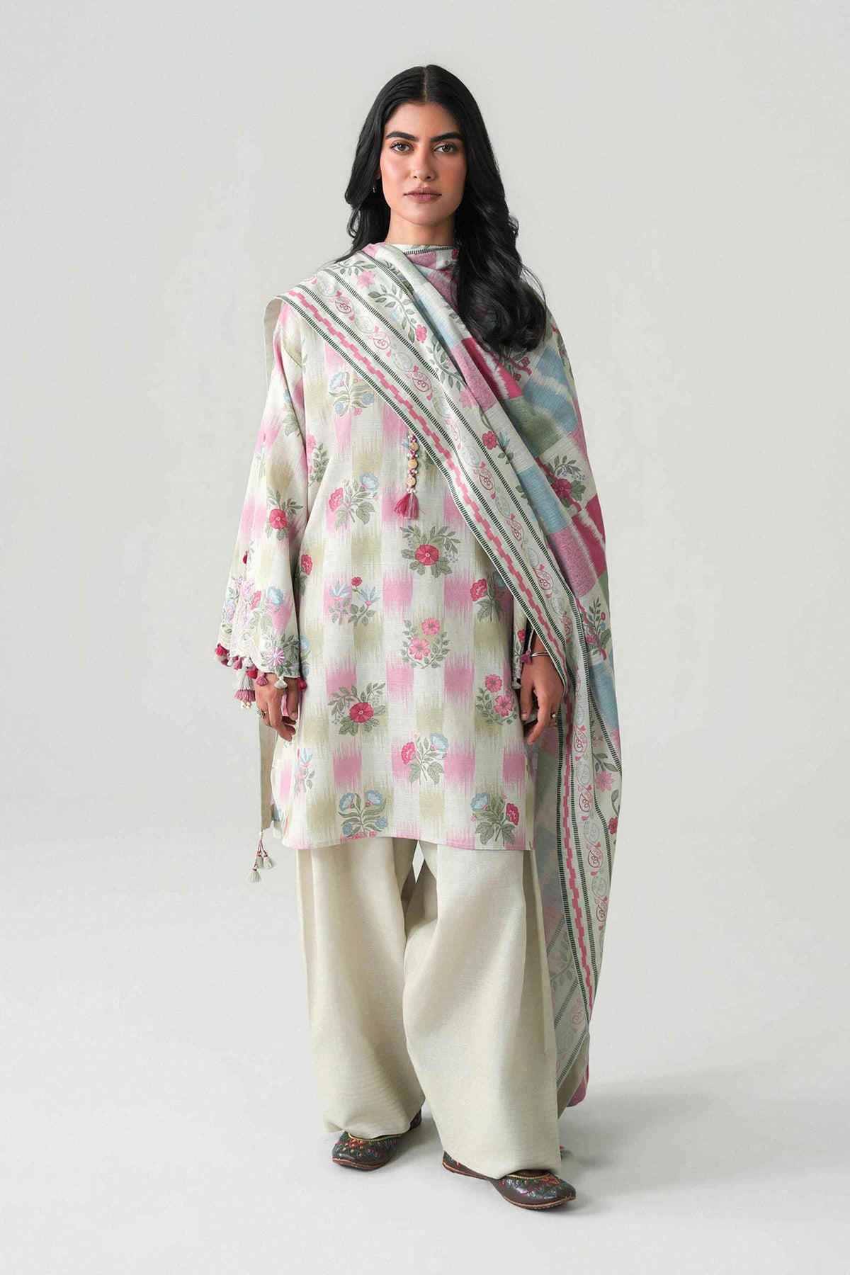 3 Piece - Printed Embroidered Suit - U3PE-NISHA26WV1-90