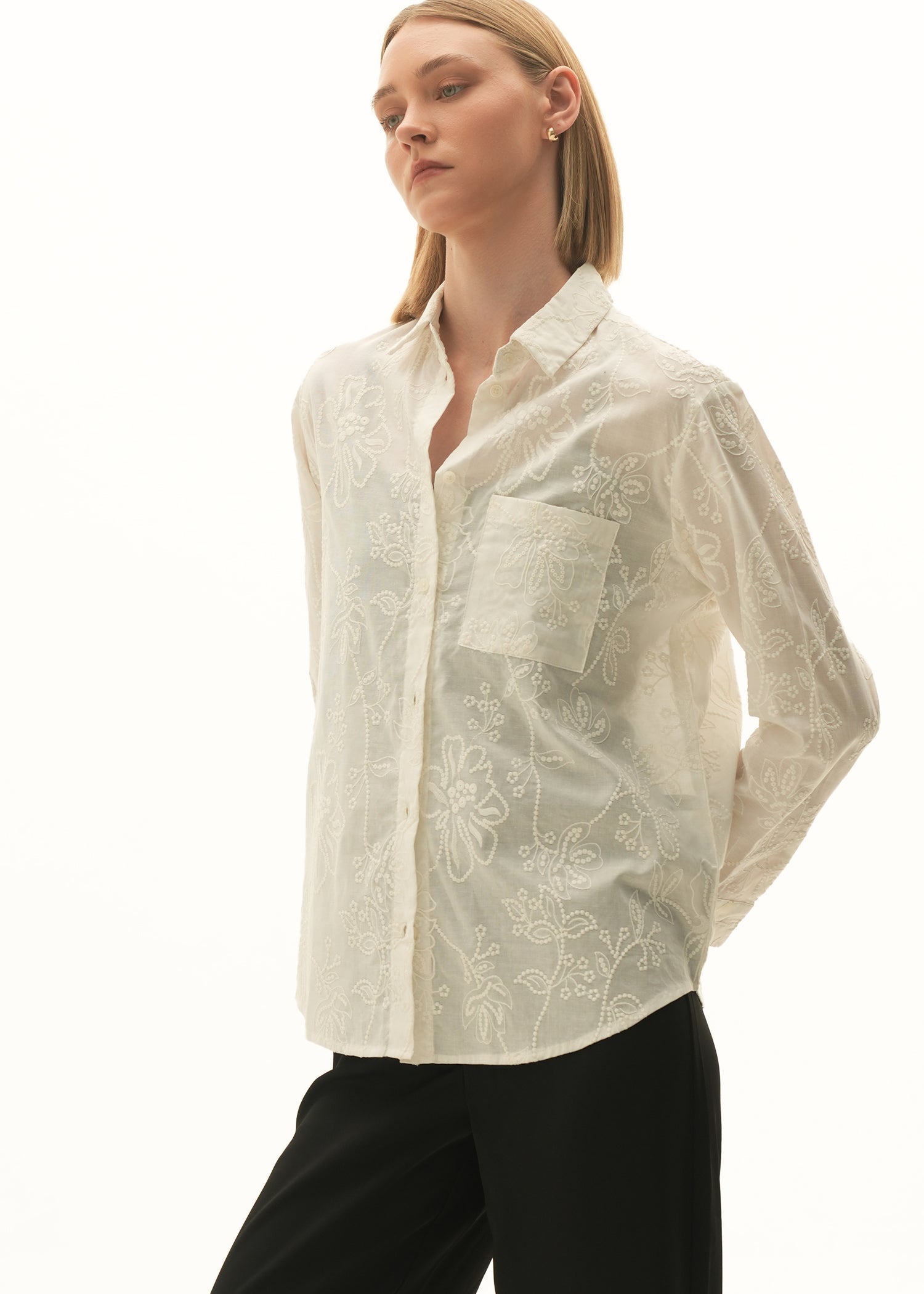 Embroidered Cotton Button-Down Shirt - KOA