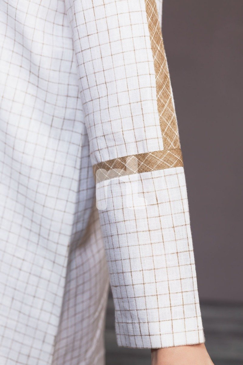 Nishat Linen UAE - KF-395 White Printed Embroidered Formal Linen Shirt & Printed Linen Trousers