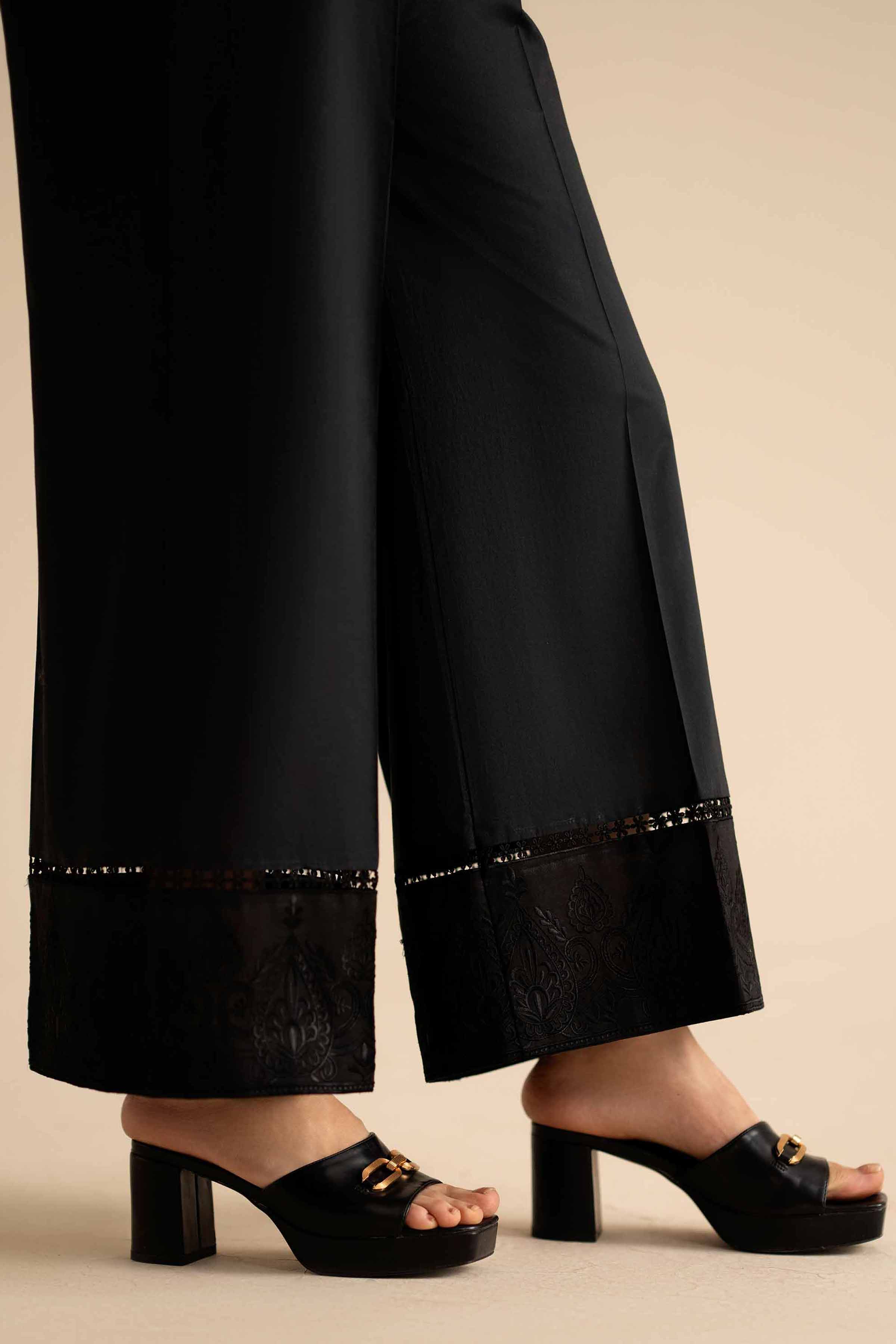 NISHATUAE - Black Embroidered Cambric Ready to wear Trousers