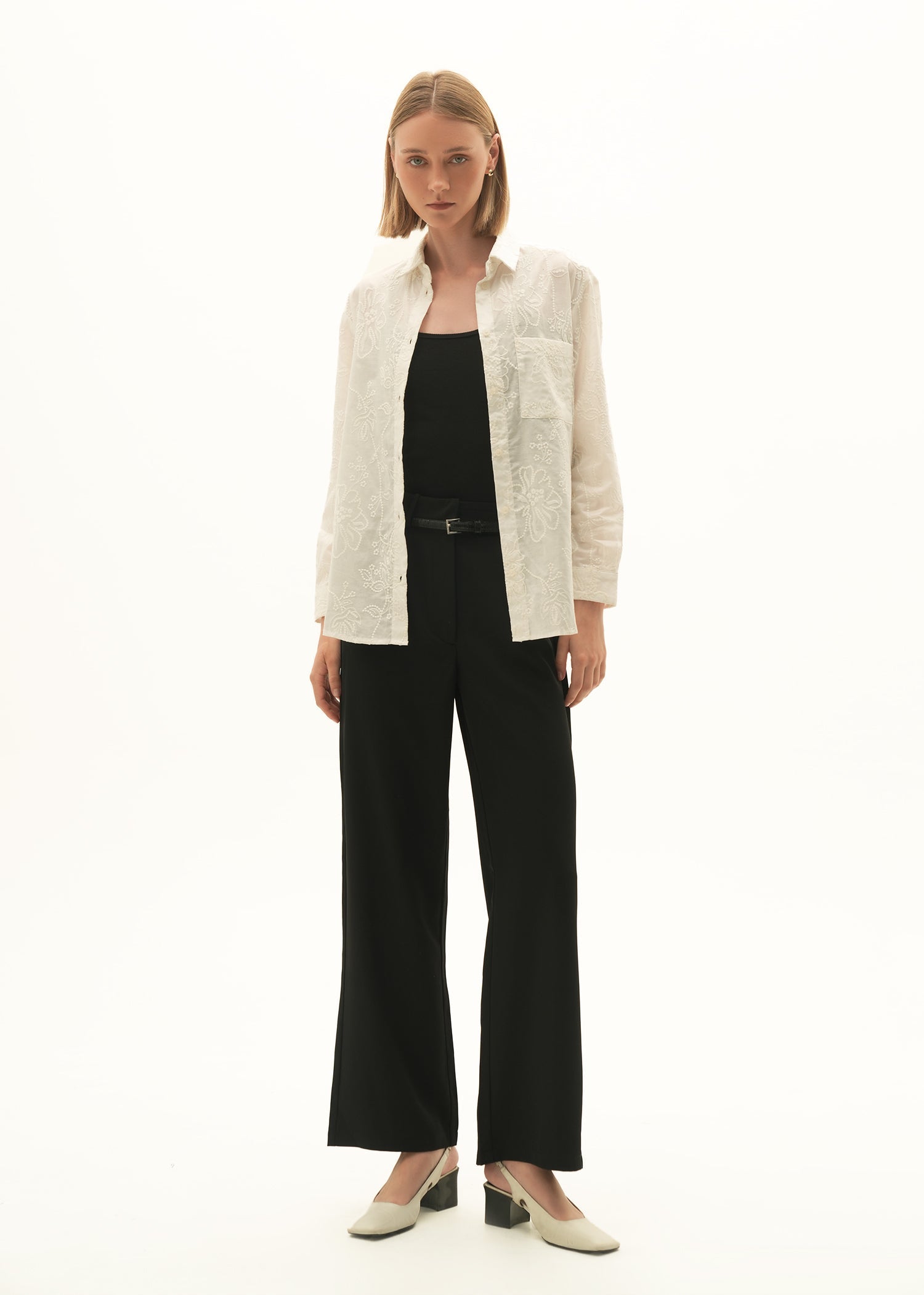 Embroidered Cotton Button-Down Shirt - KOA