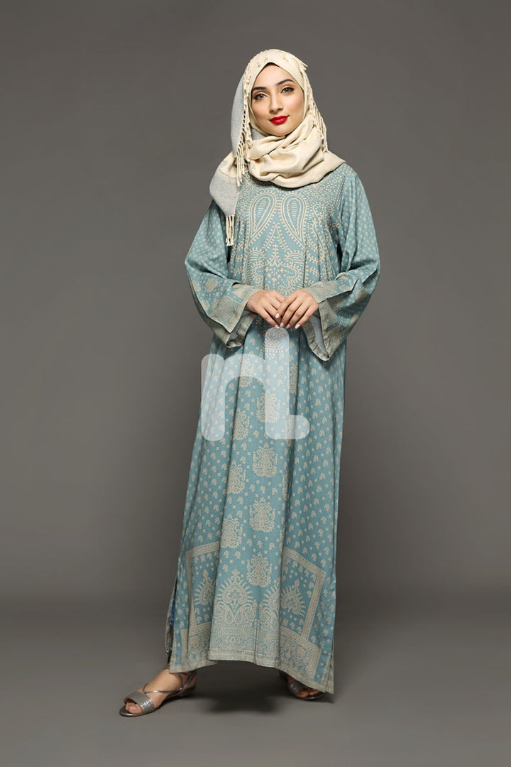 DW18-20 Blue Digital Printed Stitched Cotton Modal Jalabiya - 1PC - Nishat Linen UAE