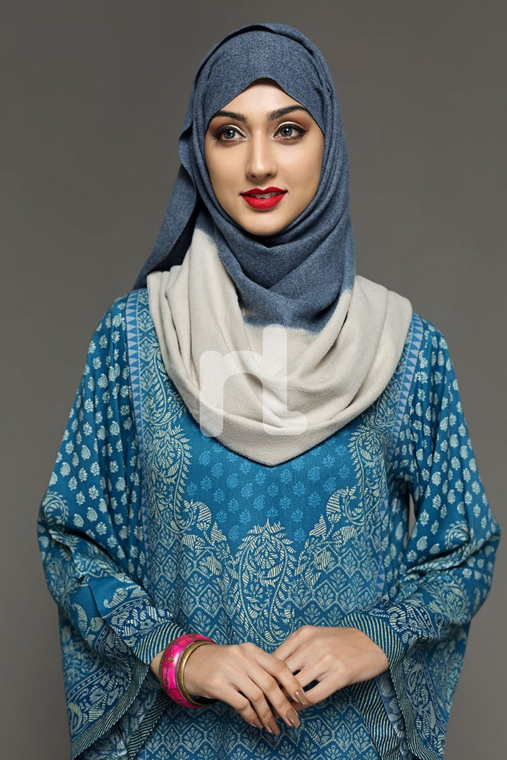 DW18-19 Blue Digital Printed Stitched Cotton Modal Jalabiya - 1PC - Nishat Linen UAE