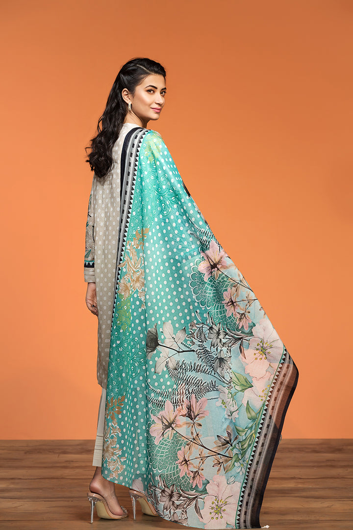 PDS20-19 Printed Embroidered Stitched Lawn Shirt & Voil Dupatta - 2PC - Nishat Linen UAE