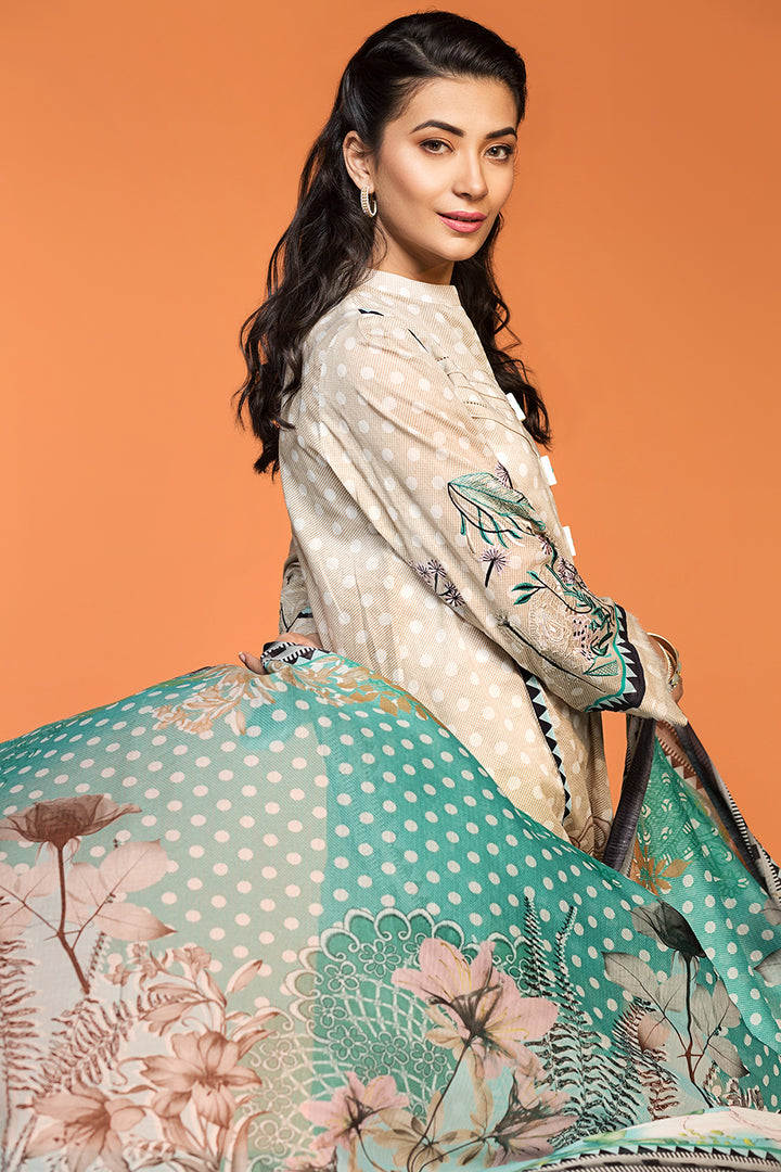 PDS20-19 Printed Embroidered Stitched Lawn Shirt & Voil Dupatta - 2PC - Nishat Linen UAE