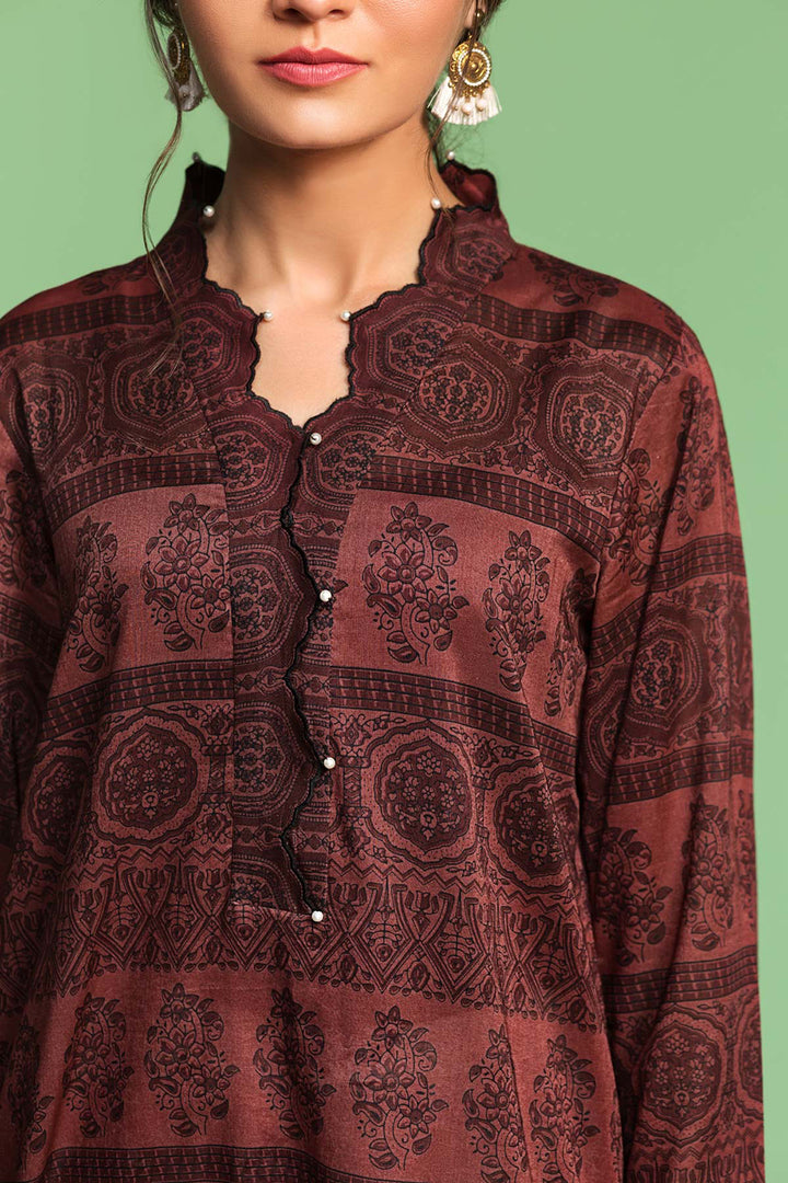 PDS20-06 Printed Stitched Lawn Shirt, Trouser & Dupatta - 3PC - Nishat Linen UAE