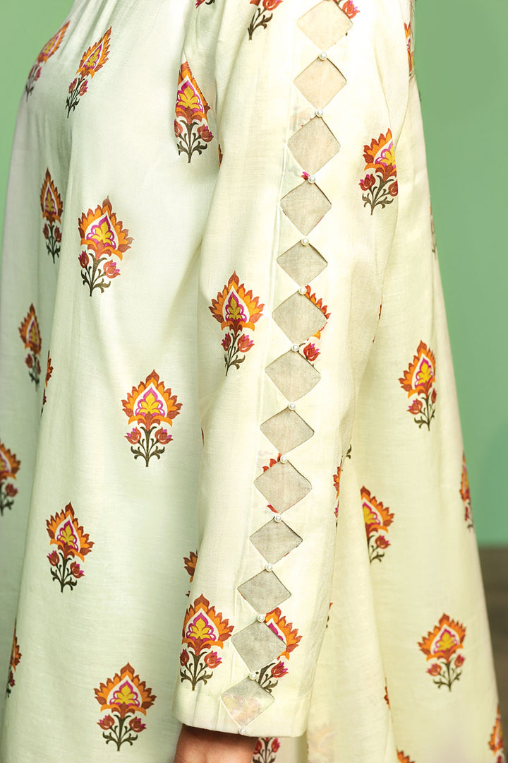 PDS20-13 Printed Stitched Lawn Shirt & Viscose Net Dupatta - 2PC - Nishat Linen UAE