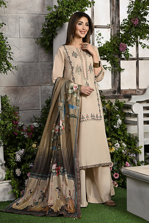 42206051-Printed Embroidered 3PC