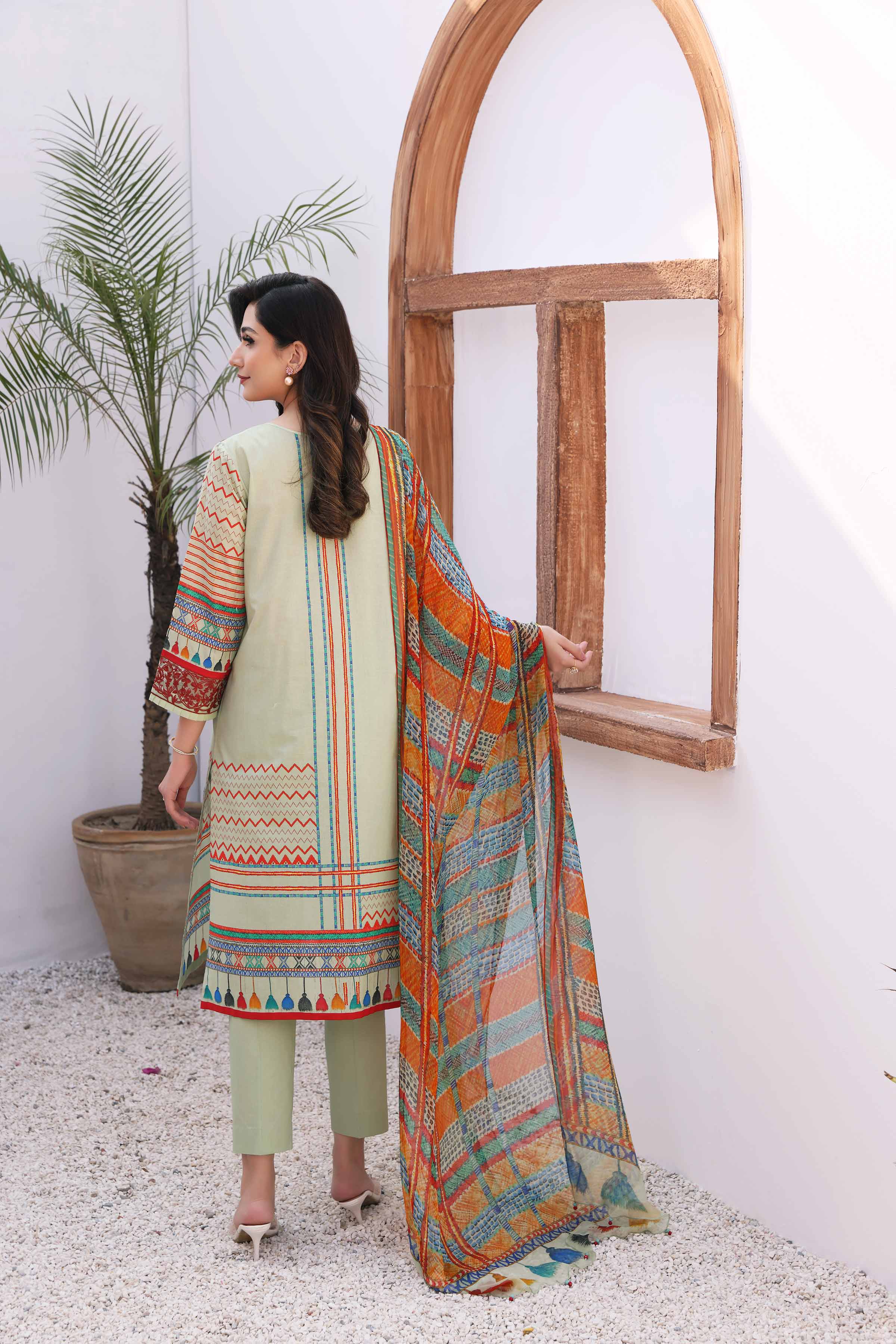 3 Piece - Printed Embroidered Suit - 42301153
