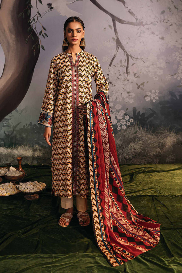 3 Piece - Printed Embroidered Suit - 42301260