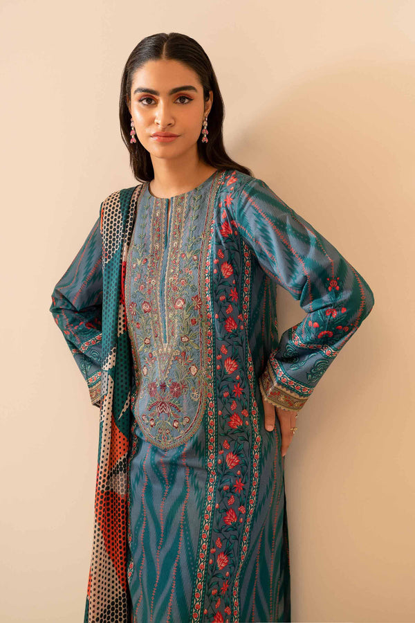 3 Piece - Digital Printed Embroidered Suit - 42401041