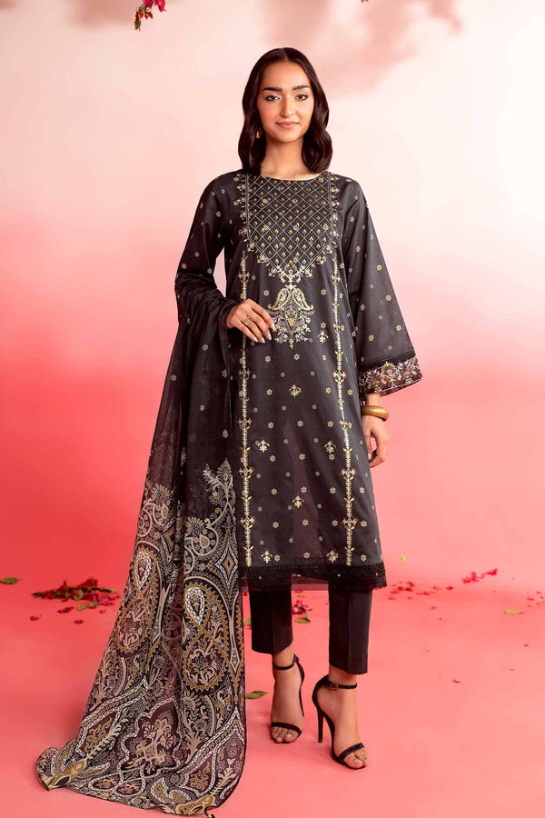 3 Piece - Printed Embroidered Suit - 42401118