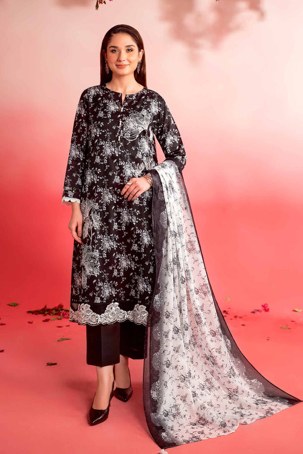 3 Piece - Printed Embroidered Suit - 42401128