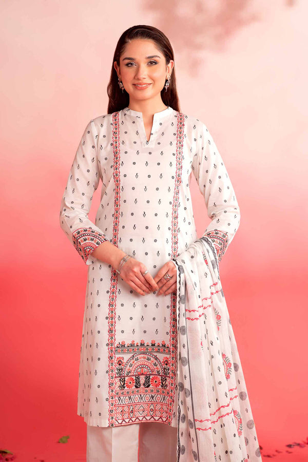 3 Piece - Printed Embroidered Suit - 42401130