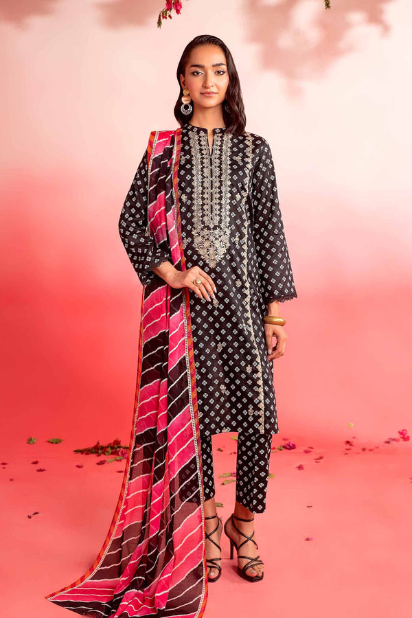3 Piece - Printed Embroidered Suit - 42401131