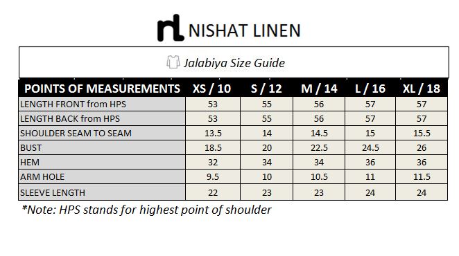 DE19-26 Off White Digital Printed Stitched Cambric Jalabiya - 1PC - Nishat Linen UAE