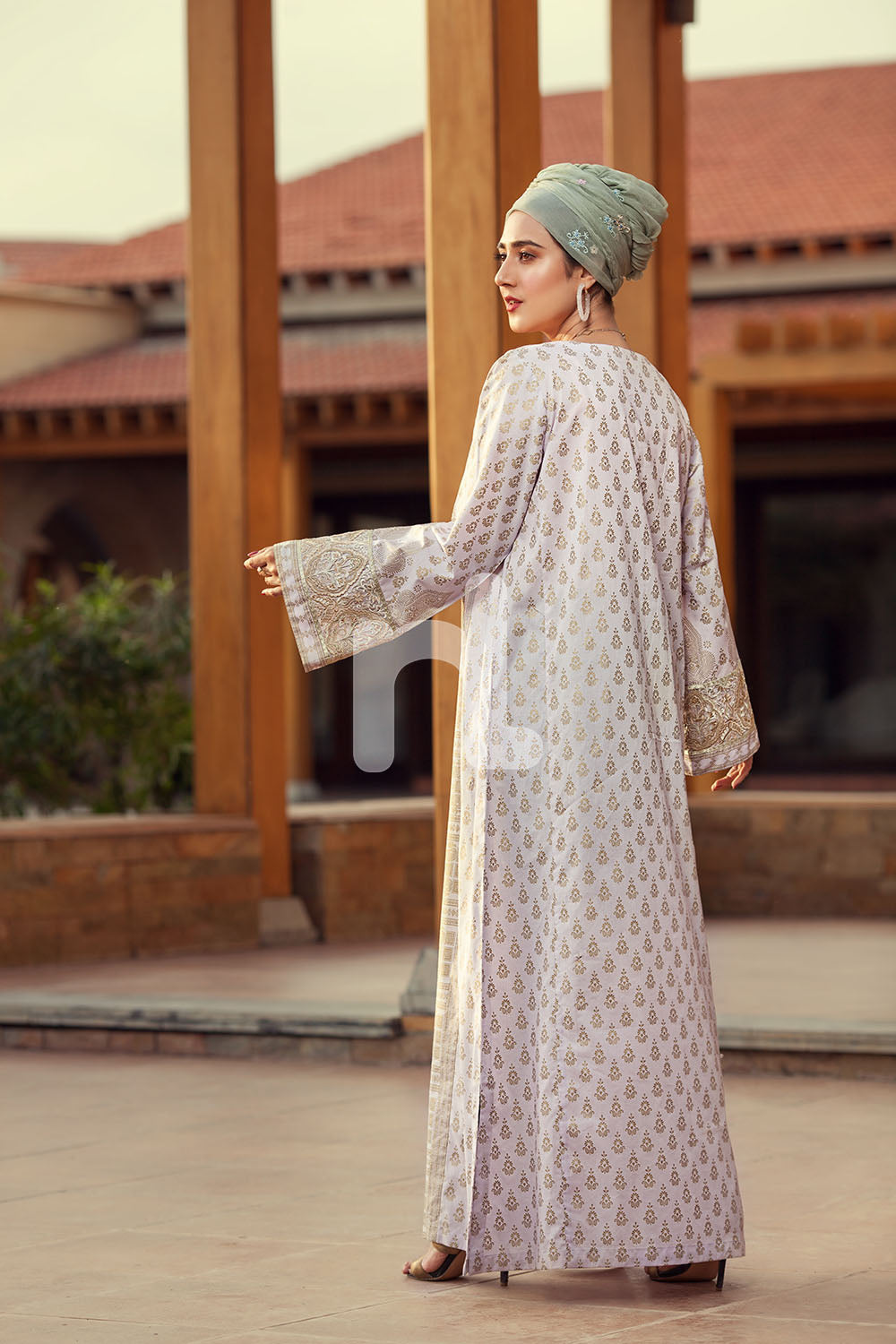 DE19-31 Pink Digital Printed Stitched Cambric Jalabiya - 1PC - Nishat Linen UAE