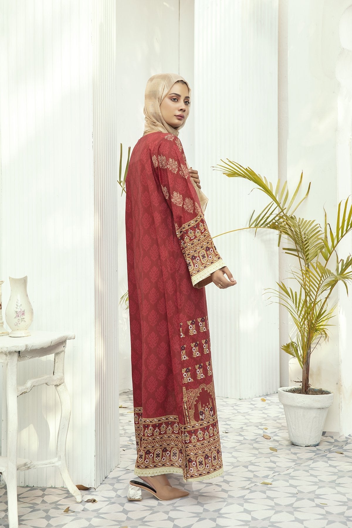 DE20-02 Printed Stitched Fustaan  1PC