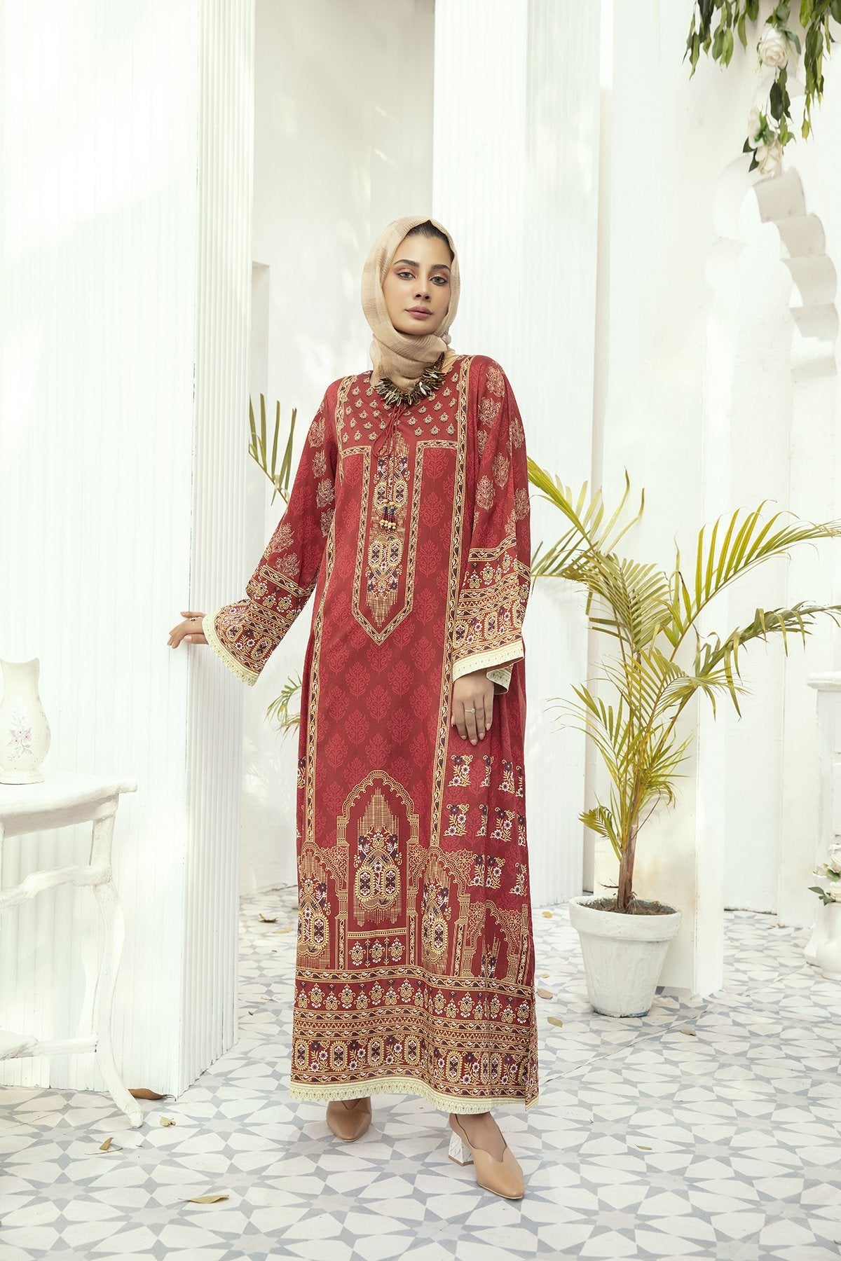 DE20-02 Printed Stitched Fustaan  1PC