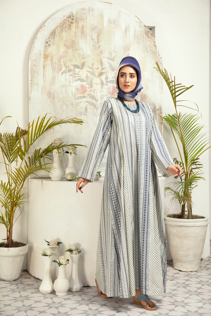 DE20-06 Printed Stitched Jalabiya – 1PC - Nishat Linen UAE