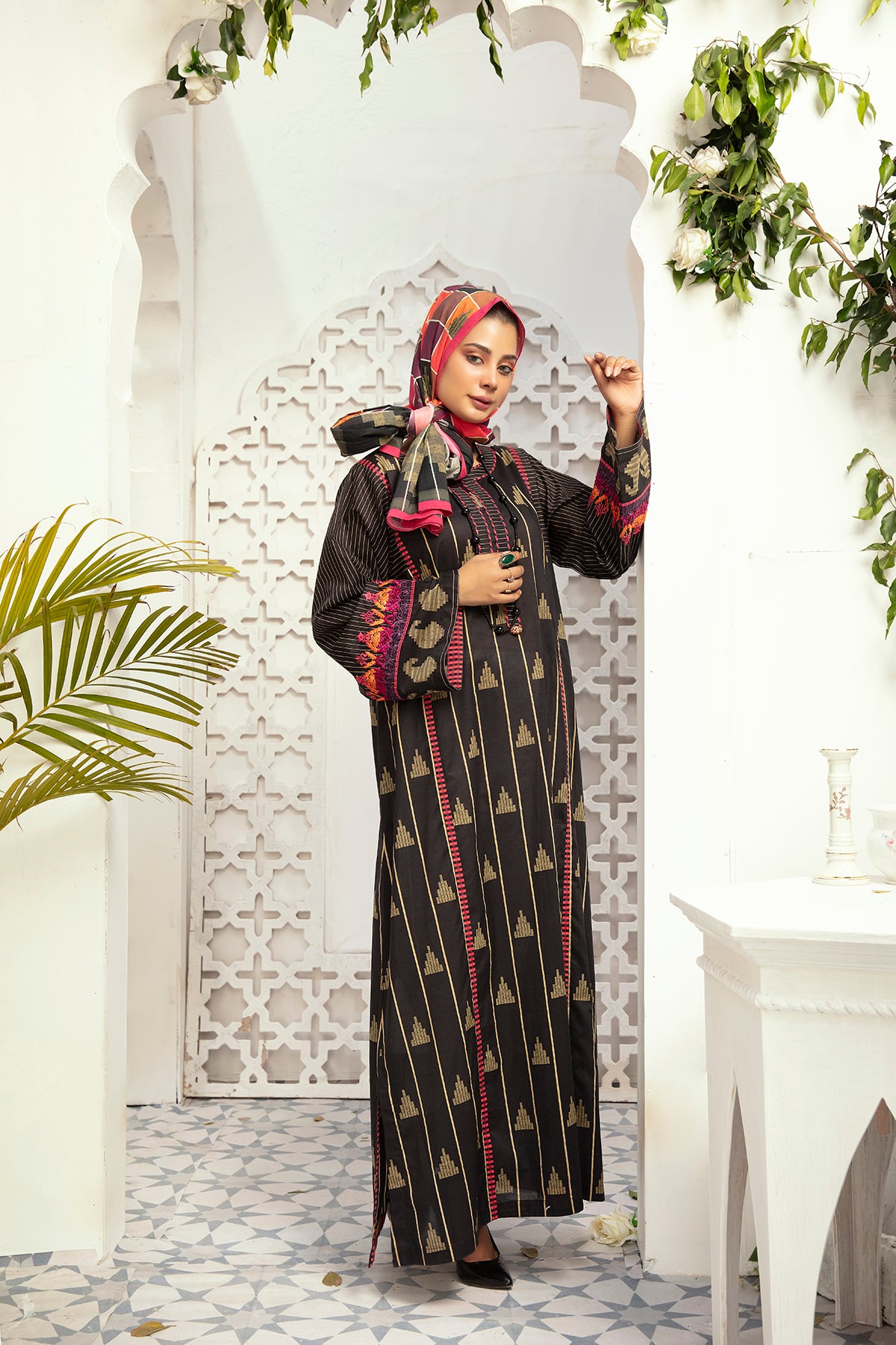 DE20-18 Printed Stitched Fustaan  1PC