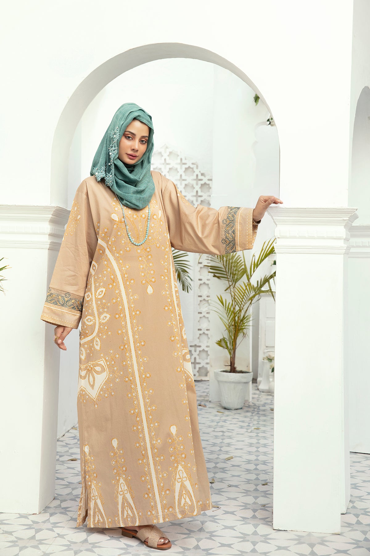 DE20-22 Printed Stitched Jalabiya – 1PC - Nishat Linen UAE