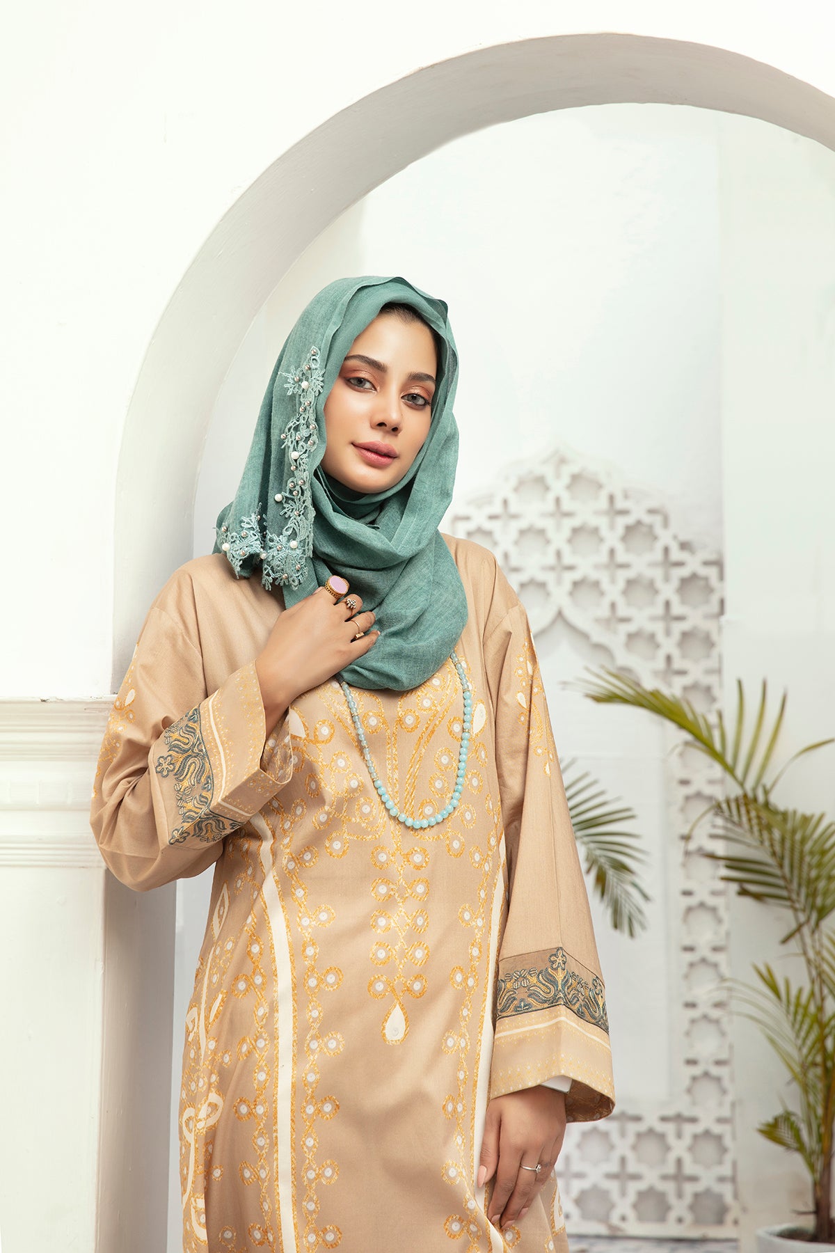 DE20-22 Printed Stitched Jalabiya – 1PC - Nishat Linen UAE