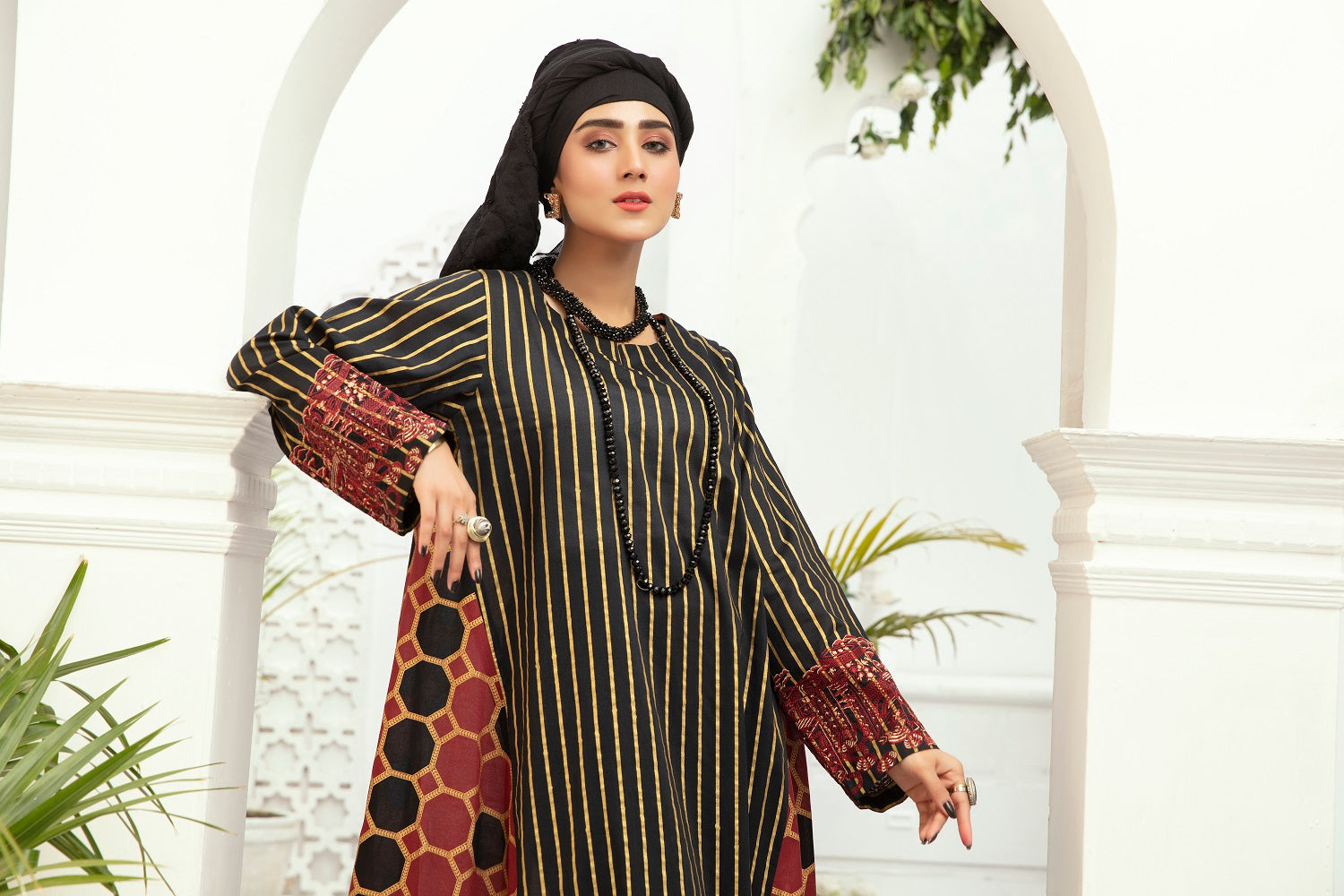 DE20-30 Printed Stitched Jalabiya – 1PC - Nishat Linen UAE