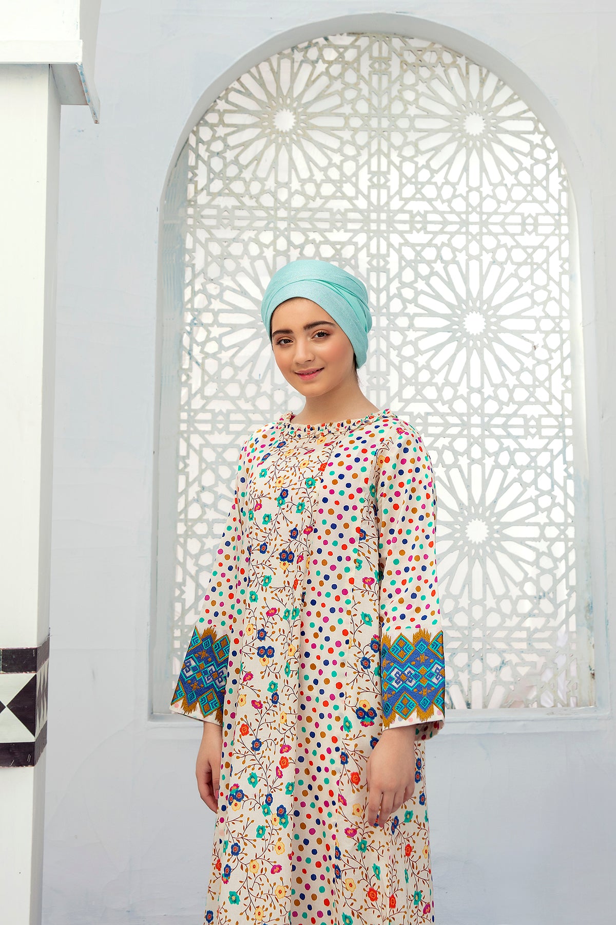 DE21-01-Mix & Match Paneled Flared Embroidered Stitched Fustaan-1PC