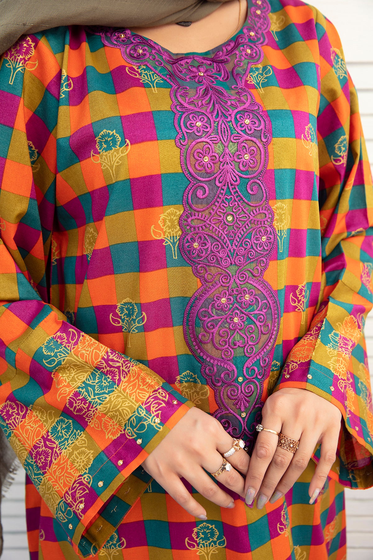 DE21-23-Basic Embroidered with Adda Embellished Fustaan-1PC