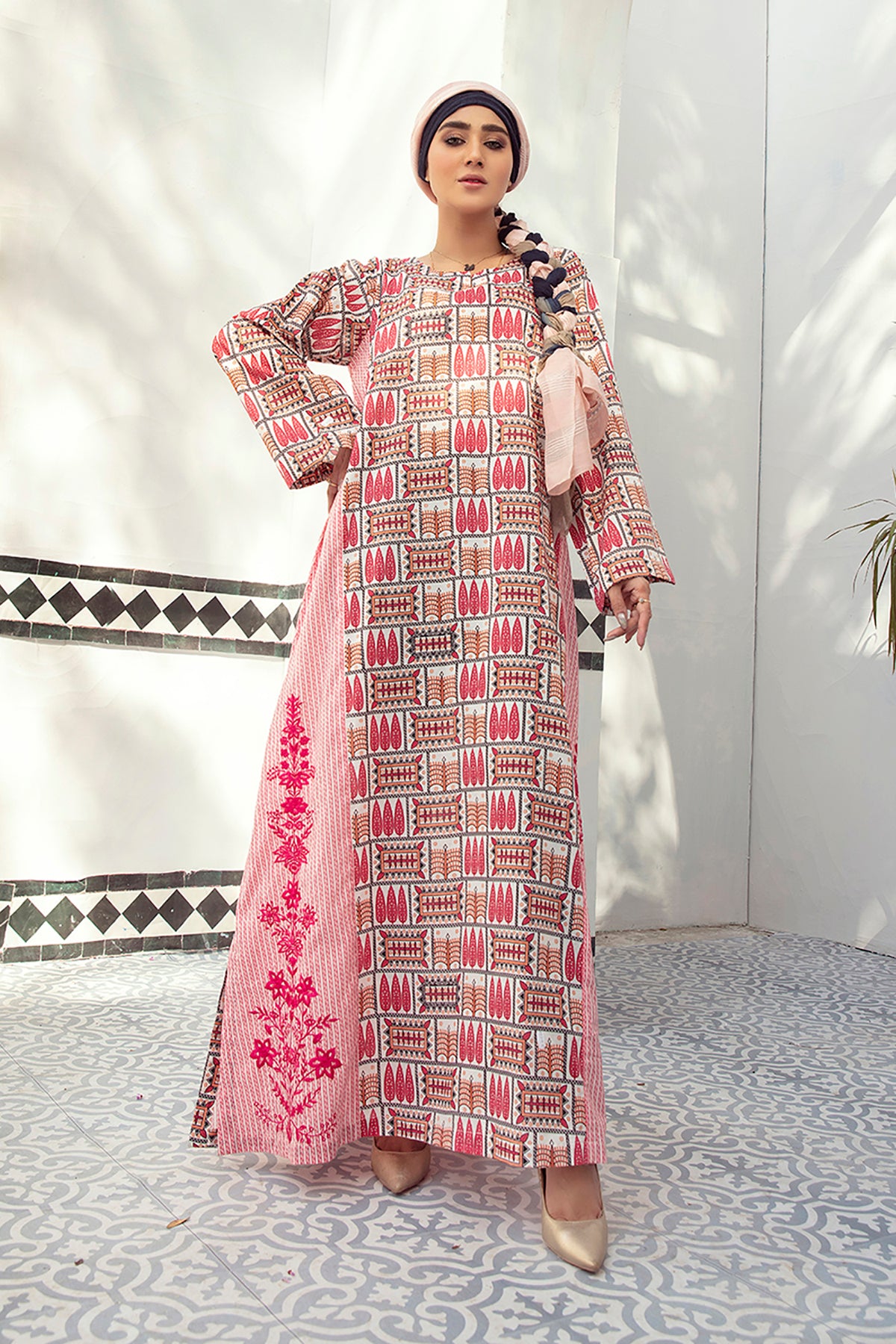 DE21-24-Embroidered Mix and Match Stitched Fustaan-1PC