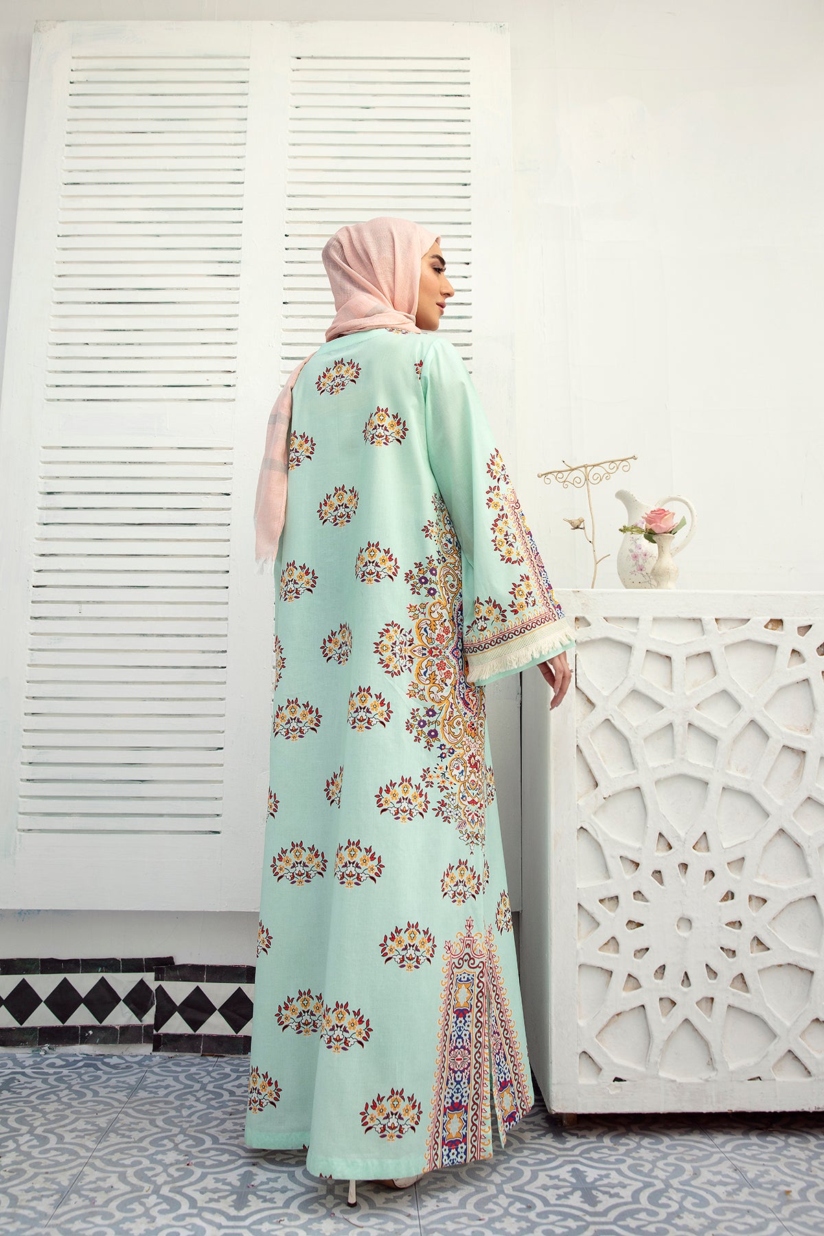 DE21-27-Digital Lawn Stitched Fustaan -1PC