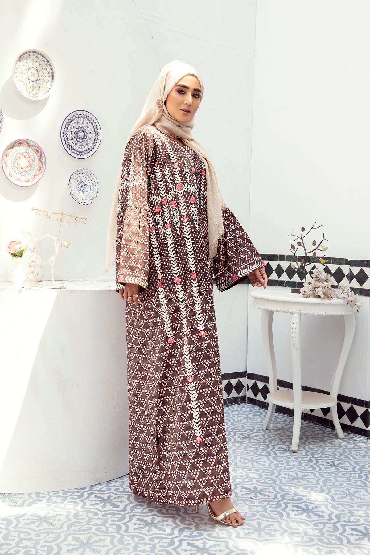 DE21-28-Embroidered Detailing Stitched Fustaan-1PC