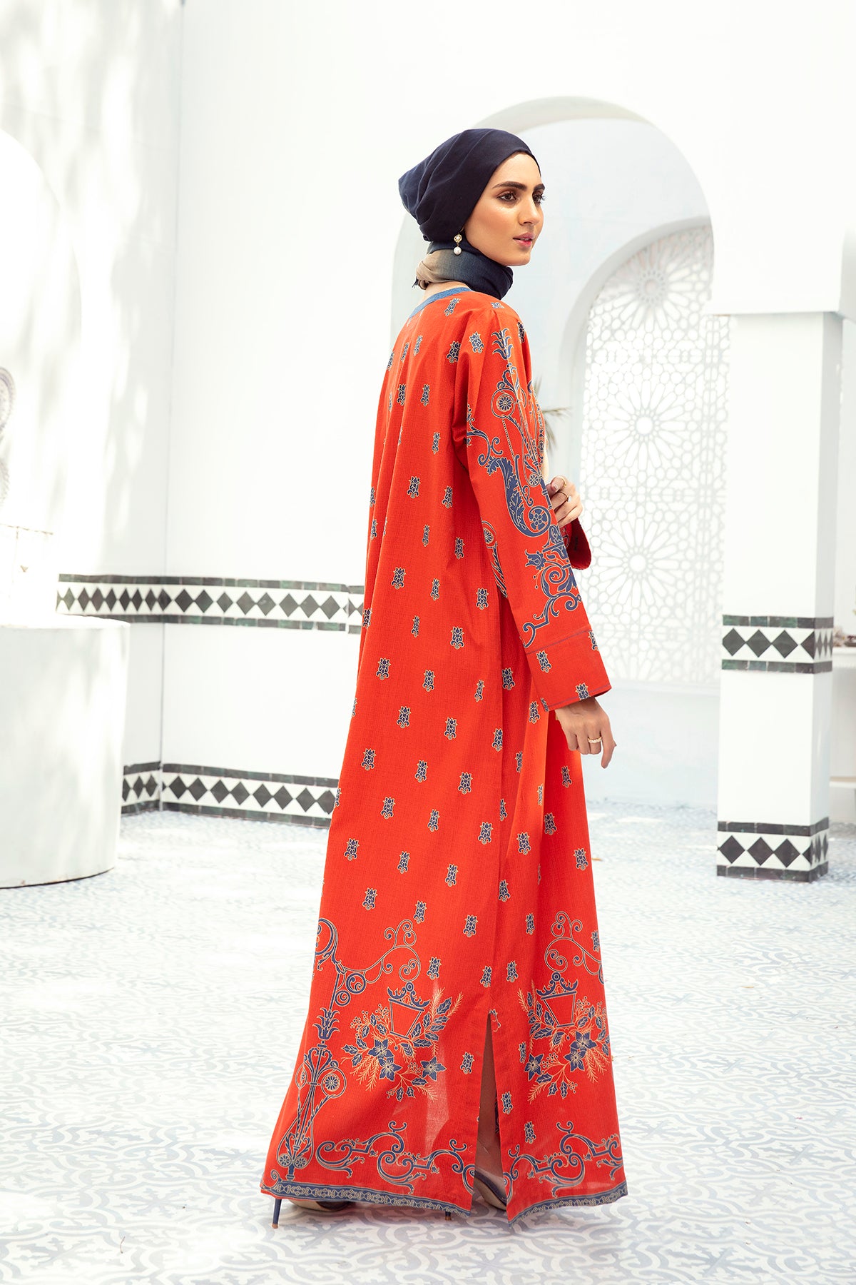 DE21-30-Stylized Neckline & Adda Detailing Stitched Fustaan-1PC