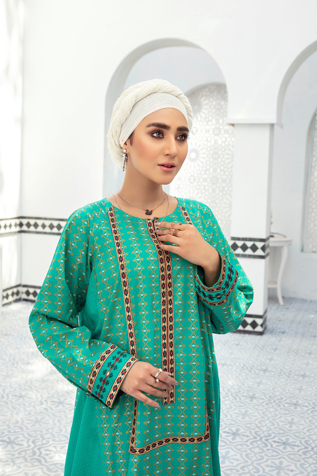 DE21-38-Mix and Match Embroidered paneled Fustaan-1PC