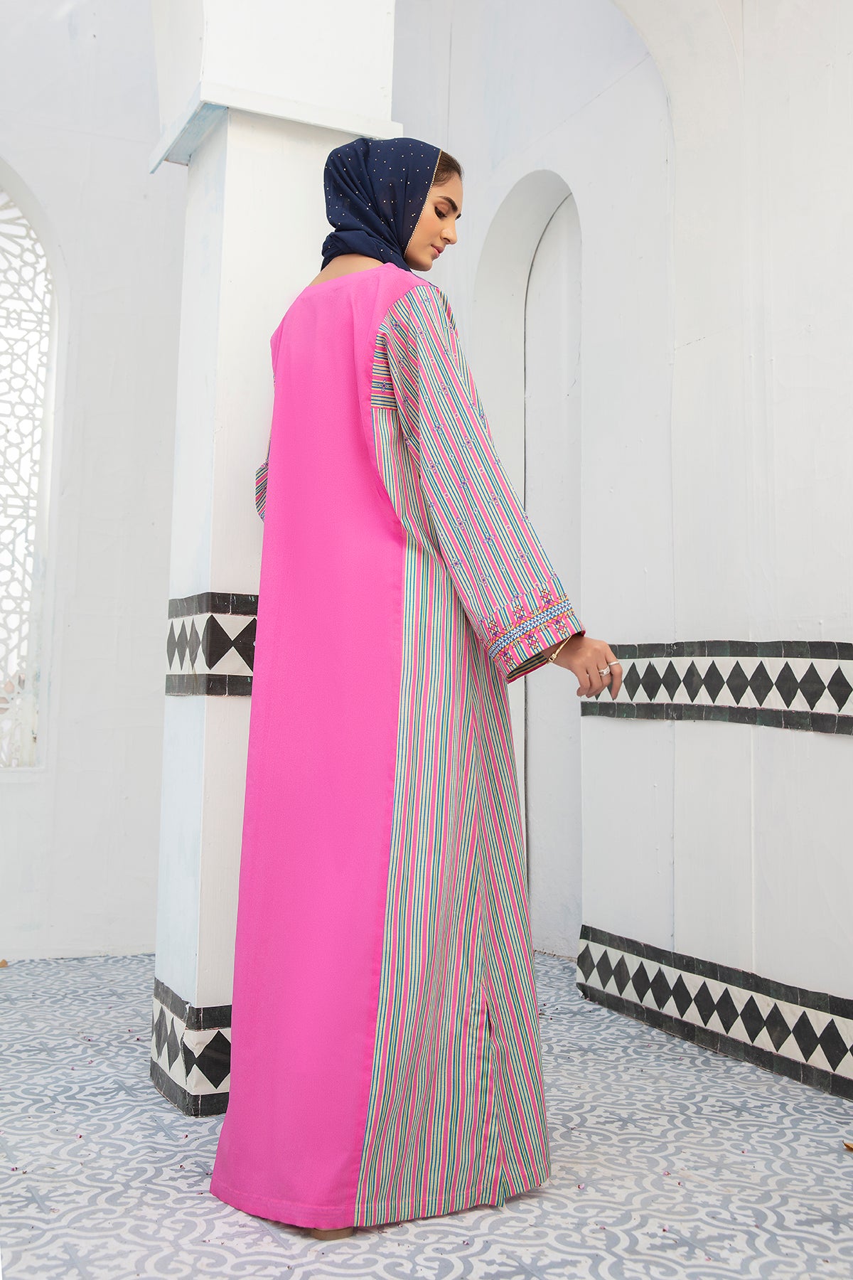 DE21-42-Mix & Match Embroidered Paneled Stitched Fustaan-1PC