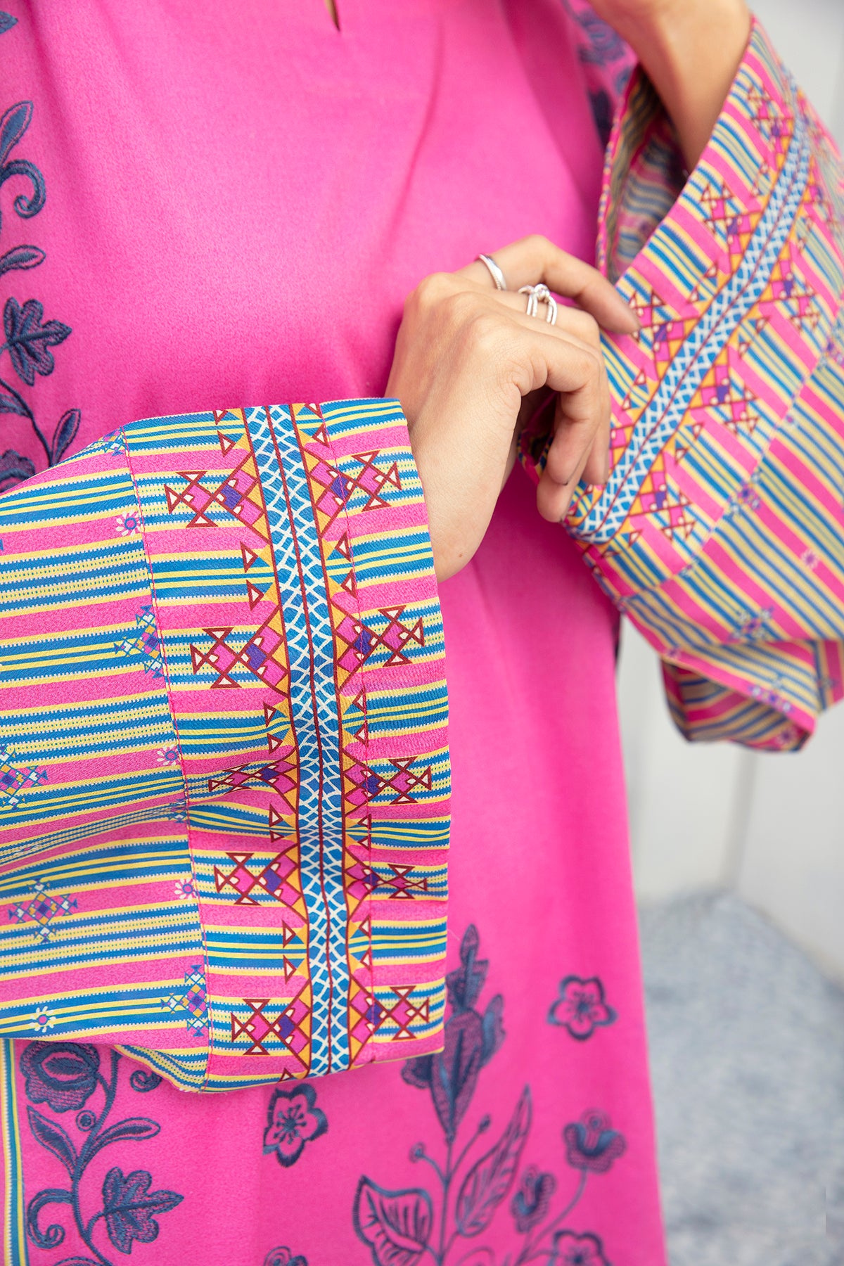 DE21-42-Mix & Match Embroidered Paneled Stitched Fustaan-1PC