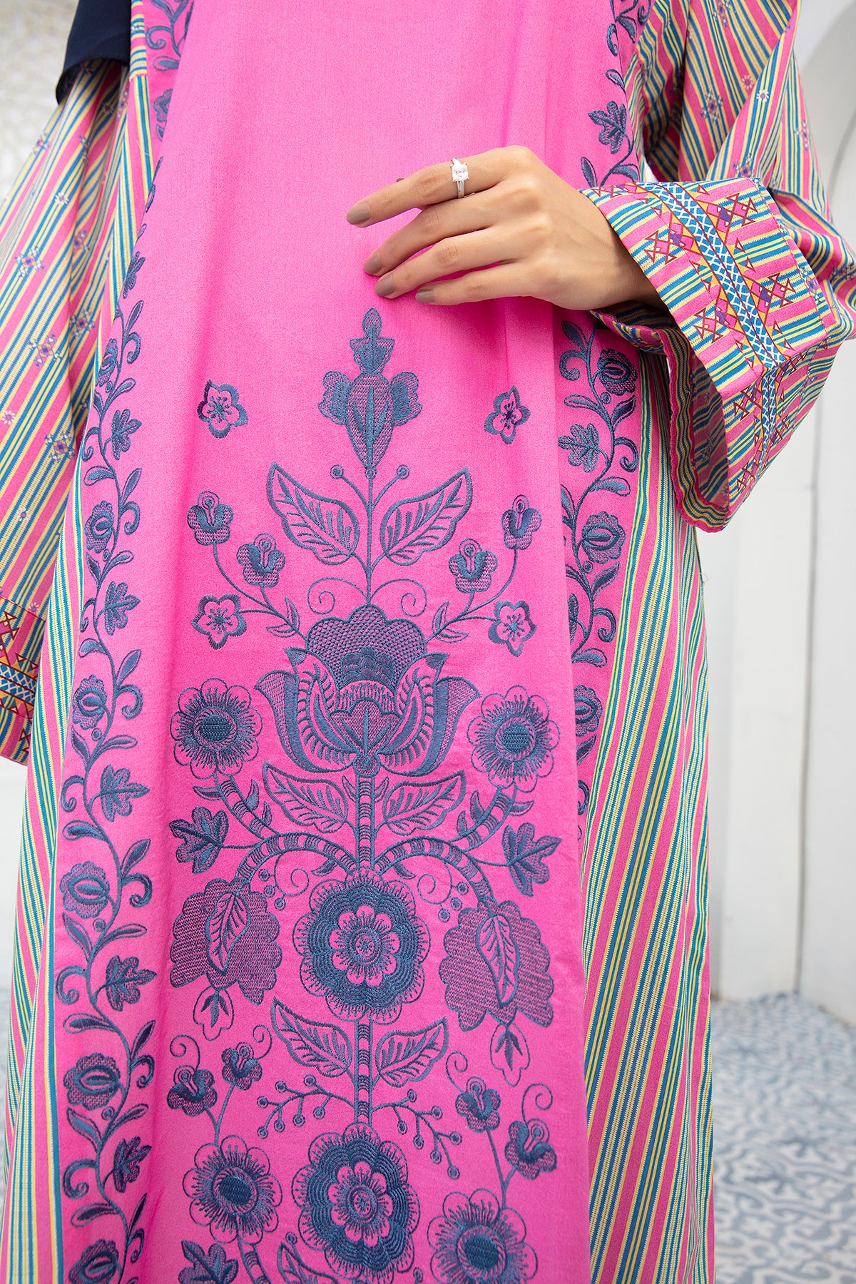 DE21-42-Mix & Match Embroidered Paneled Stitched Fustaan-1PC