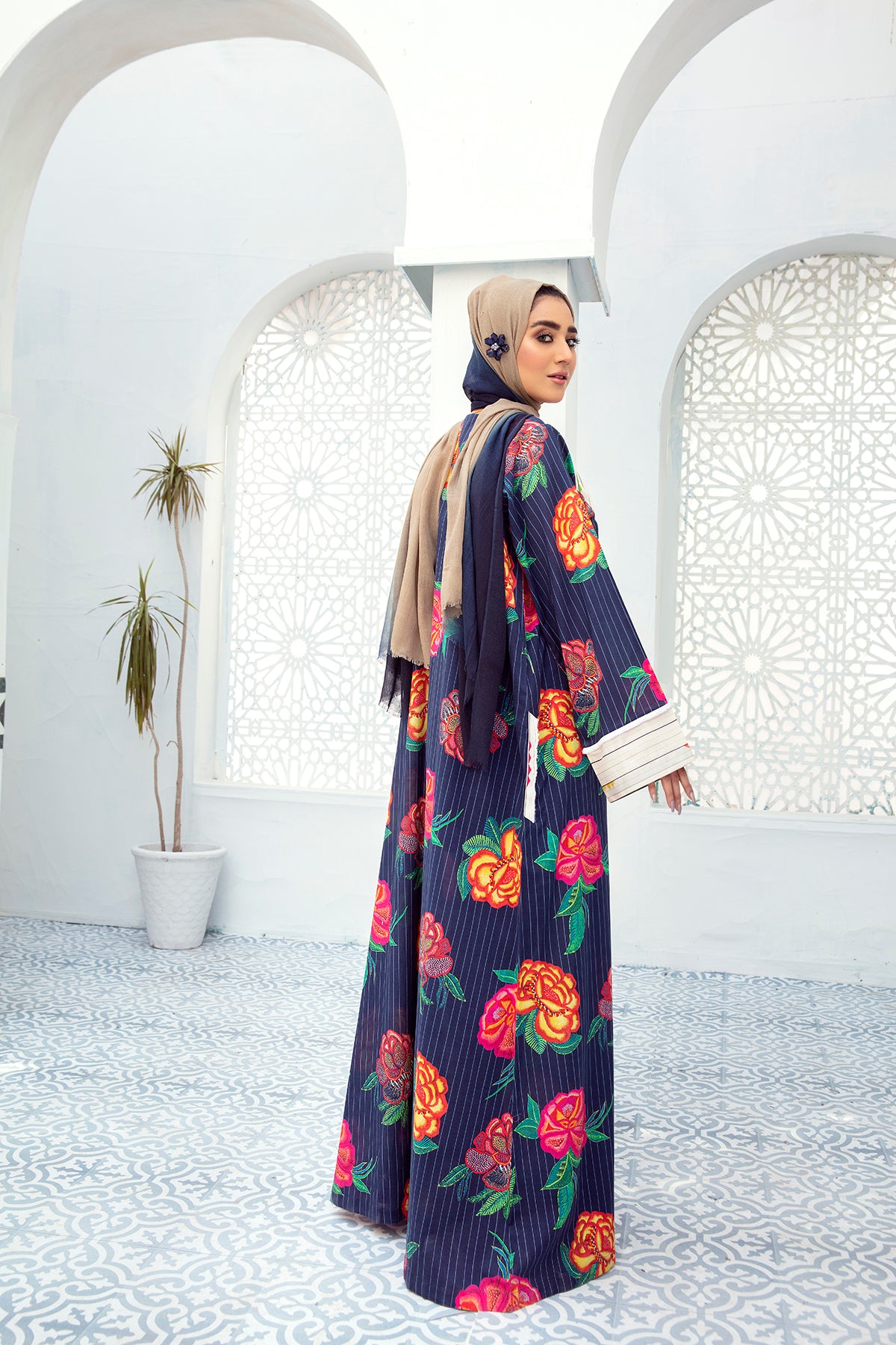 DE21-43-Mix And Match Embellished Detailing Stitched Fustaan-1PC