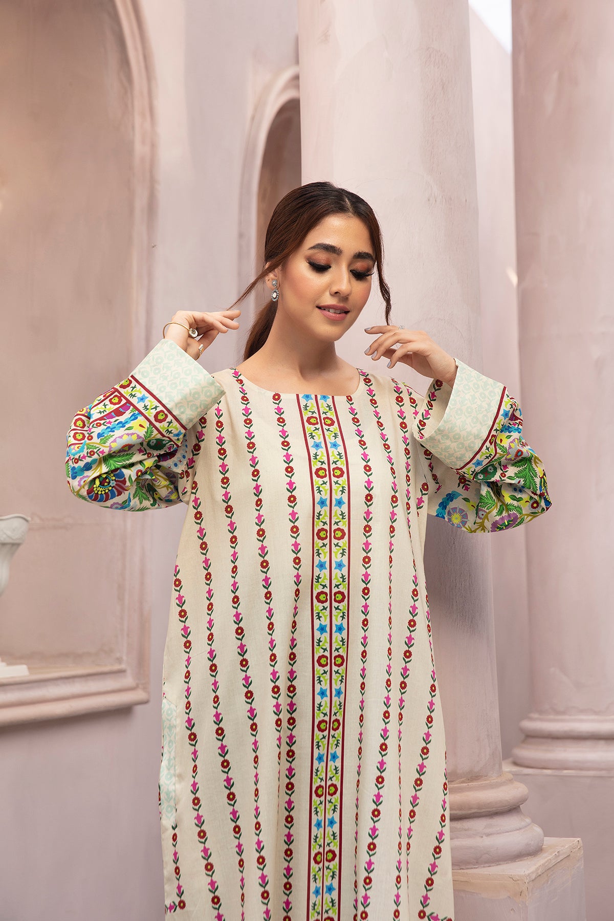 DE22-01-Printed Long Fustaan 1PC