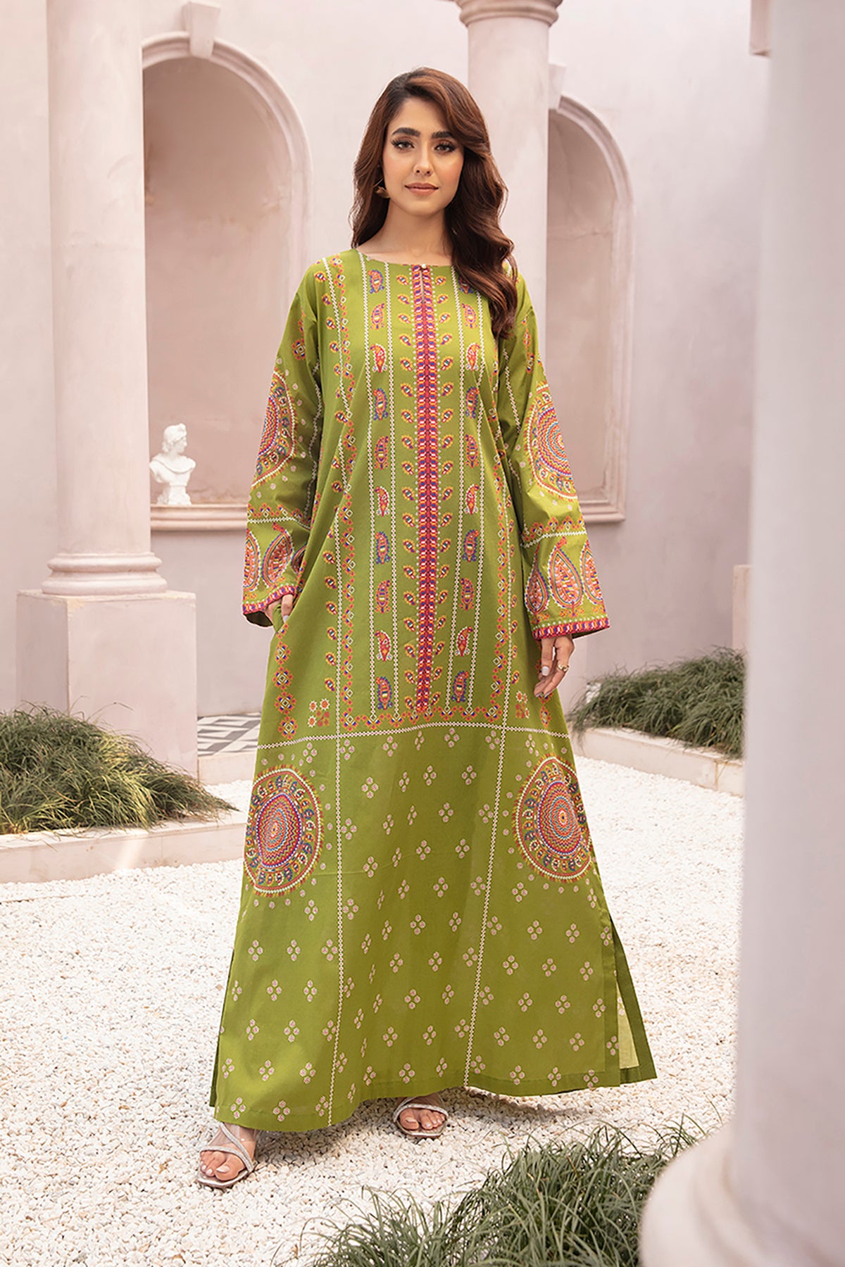DE22-11-Side Pocket Printed Fustaan 1PC